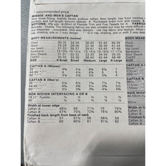 Very Easy Vogue 8474 Misses Kaftan Caftan All Sizes Included Pattern Vintage CUT - Picture 4 of 6